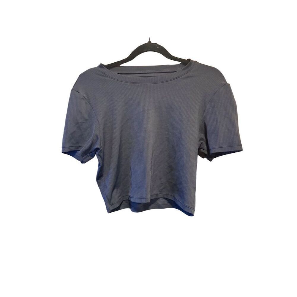 Back Country Women's Black Rib-Knit Cropped T-Shirt Size M Short Sleeve